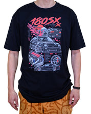 Camiseta 180SX Type X JDM Masculina Streetwear Preta – Estampa Nissan 180SX