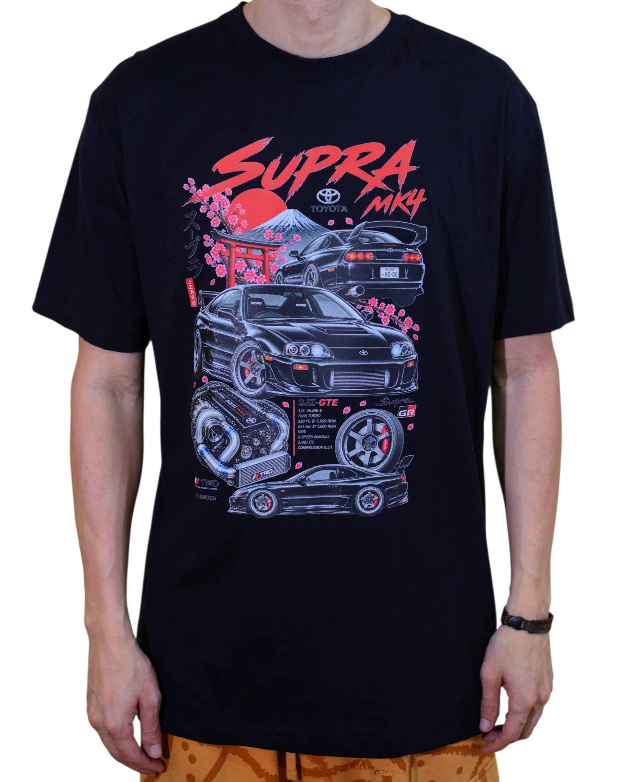 Camiseta Toyota Supra MK4 JDM Masculina Streetwear Preta – Estampa Supra MK4